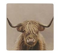Biznest Set of 4 Highland Cow Cork Back Placemats 25x25cm Rustic Farmhouse Dining Décor Durable & Stylish Table Protection (Hearts)