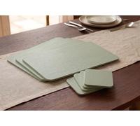 Biznest Set Of 4 Placemats & 4 Coasters Wooden Veneer Rectangular Dining Table Linens Setting Mats Home Decor Surface Protector Round Corners Stylish Kitchen Serveware Large 29x21.5Cm (GREEN)