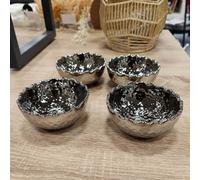 Biznest Set Of 4 Silver Hammered Tealight Holder Table Centerpieces, Candlestick Holder Tea Light Holder Glass Votives Taper