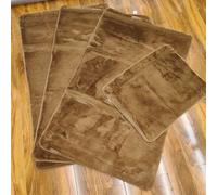 Biznest Set Of 4 Washable Mat Sparkly Design Mats Rugs Caravan Non Slip 100 X 140 Cm (3Pc) & 50 X 80 Cm (1Pc) (Brown, X Large)