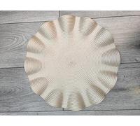 Biznest Set of 6 Round Wavy Rattan Placemat 38 cm, Durable & Stylish Table Mats for Home Dining & Décor (Beige)