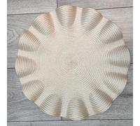Biznest Set Of 6 Round Wavy Rattan Placemat 38 Cm, Durable & Stylish Table Mats For Home Dining & Décor (Beige)