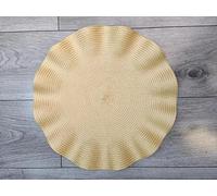 Biznest Set of 6 Round Wavy Rattan Placemat 38 cm, Durable & Stylish Table Mats for Home Dining & Décor (Champange)