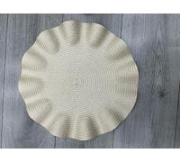 Biznest Set of 6 Round Wavy Rattan Placemat 38 cm, Durable & Stylish Table Mats for Home Dining & Décor (Cream)