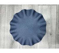 Biznest Set of 6 Round Wavy Rattan Placemat 38 cm, Durable & Stylish Table Mats for Home Dining & Décor (Dark Blue)