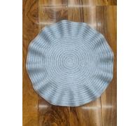 Biznest Set of 6 Round Wavy Rattan Placemat 38 cm, Durable & Stylish Table Mats for Home Dining & Décor (GLITTER SILVER)
