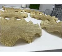 Biznest Set of 6 Round Wavy Rattan Placemat 38 cm, Durable & Stylish Table Mats for Home Dining & Décor (GLITTER GOLD)