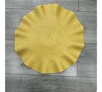 Biznest Set Of 6 Round Wavy Rattan Placemat 38 Cm, Durable & Stylish Table Mats For Home Dining & Décor (Golden)