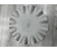 Biznest Set of 6 Round Wavy Rattan Placemat 38 cm, Durable & Stylish Table Mats for Home Dining & Décor (Grey)
