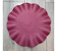 Biznest Set Of 6 Round Wavy Rattan Placemat 38 Cm, Durable & Stylish Table Mats For Home Dining & Décor (Maroon)