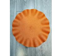 Biznest Set of 6 Round Wavy Rattan Placemat 38 cm, Durable & Stylish Table Mats for Home Dining & Décor (Orange)