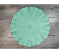 Biznest Set of 6 Round Wavy Rattan Placemat 38 cm, Durable & Stylish Table Mats for Home Dining & Décor (Sage Green)