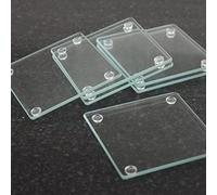 Biznest Set Of 6 Square Clear Glass 10Cm Coasters Dining Table Mats Kitchen Heat Resistant Luxurious Lifestyle Heavy Duty