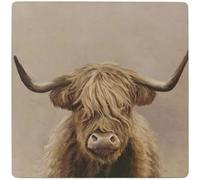 Biznest Set Of 8 Placemats & Coasters Cork Back Rustic Farmhouse Style Dining Table Dining Décor Protection 25Cm (Highland Cow)