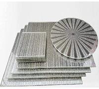 Biznest (Set Of 9) Silver Sparkle Glitter Mirrored Glass 4 X Sparkle Mirrored Coaster 4 X Sparkle Mirrored Placemats 1 X Sparkle Mirrored Centre Plate