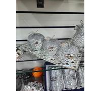 Biznest Set Of Three Silver Crushed Crystal Diamond Jewel Apple Fruit Ornament Home Art Decoration Eye Catching