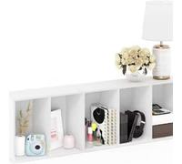 Biznest Shelf Book White Open Luder Tier Wooden Shelving Bookcase Storage Wood Shelf Unit Cube Style Living (30.5X24X132 Cm)
