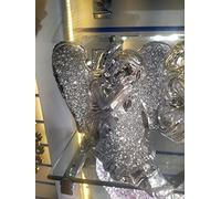 Biznest SIDE FACE BEAUTIFUL CRUSHED DIAMOND SITTING ANGEL SILVER SPARKLE SHELVES ORNAMENT BLING