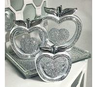 Biznest Silver Apple Heart Sparkle Bling Ornament Crushed Diamond, Home Décor