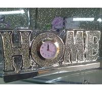 Biznest Silver Bling Crushed Diamond HOME Ornament with clock Bling NEW HOME DÉCOR