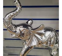 Biznest Silver Chrome Realistic Elephant Ornament Gorgeous Silver Metal Animal Decoration