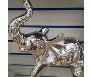 Biznest Silver Chrome Realistic Elephant Ornament Gorgeous Silver Metal Animal Decoration