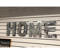 Biznest Silver Crushed Crystal Diamond Mirror HOME LOVE Letters Wall Hung Size 35x25cm (HOME)