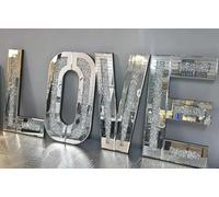 Biznest Silver Crushed Crystal Diamond Mirror HOME LOVE Letters Wall Hung Size 35x25cm (LOVE)