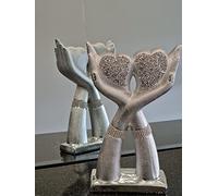 Biznest Silver Crushed Diamond Sparkle Ornament Bling Heart & Hand Ornament
