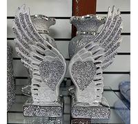 Biznest Silver Crushed Diamond Sparkly Pair Wings Angel Decoration Shelf Sitter Bling