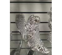Biznest Silver Crushed Diamond Sparkly Sitting Angel Girl Ornament Shelf