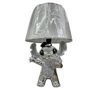 Biznest Silver Crushed Diamond Stitch Table Lamp With Shade Ceramic Heart In Hand