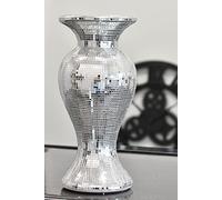 Biznest Silver Crushed Mosaic mirrored Vase Statue Ornament Bling Diamond Gift multi flower pot with floral design Crushed Diamond Gift Present for all occasion Home Decoration 30cm