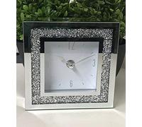 Biznest Silver Crystal Diamond Wall Clock Home Decor, Filled With Tiny Crystals Size: 14x14Cm