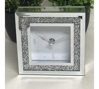 Biznest Silver Crystal Diamond Wall Clock Home Decor, Filled With Tiny Crystals Size: 14X14Cm