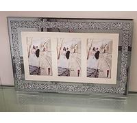Biznest Silver Diamante Crushed Crystal Photo Frame Multi Aperture Picture Photo Frame For 3 Photos 4X6 Inch Photo (48Cmx29Cm)