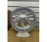 Biznest Silver Elephant Head Sparkle Ornament Bling Crushed Diamond Gift Elephant Head Crushed Diamond Display Gift Present For All Occasion Home Decoration