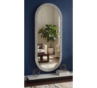 Biznest Silver Full-Length Oval Wall Mounted Mirror Glass Large Display Glitter Disco Home Decor Plastic Frame Gift Idea 120Cm H