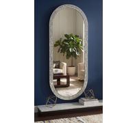 Biznest Silver Full-Length Wall Mounted Mirror Glass Large Display Glitter Disco Home Decor Plastic Frame Gift Idea 120Cm Height, OVAL