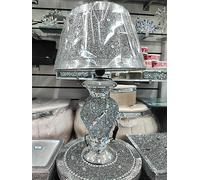 Biznest Silver Glitter Crushed Diamond Table Lamp Shade Spiral Design for Your Bedroom and Living Room Decor