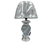 Biznest Silver Glitter Crushed Diamond Table Lamp With Shade Spiral Design