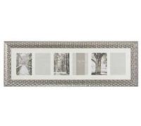 Biznest Silver Landscape Leaf Pattern Multi Aperture Photo Frame Multi Picture For 6 Photos Of 7X5 Inch Silver Finish Frame Size 98.5Cm X 33.5Cm