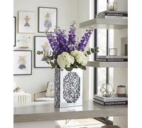 Biznest Silver Mirrored Book Design Flower Vase Crushed Jewel Diamond Bling Crystal Tabletop Display Home-Office Décor 20X15X6.5Cm