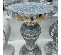 Biznest Silver Mirrored Table Modern Flower Stand Bed Side For Lamp Romany With Border 60X40Cm