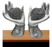 Biznest Silver Pair Of Heart In Hands Sparkle Bling Ornament Crushed Diamond Lovely Display Statue Decor Handicraft Ornament
