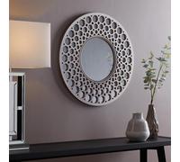 Biznest Silver Round Designer Wall Mirror Decoration Art Piece