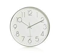 Biznest Silver Shiny Wall Clock Kitchen Clock 30Cm Contemporary Styling Silver Colour