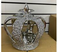 Biznest Silver Sparkle Ornament Bling Crushed Diamond 3DCROWN Crushed Diamond Shelf Sitter Display Gifts Presents for all occasion Home Decoration