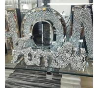 Biznest Silver Sparkle Ornament Bling Crushed Diamond Crystal Letter Craft Ceramic Ornaments (Family)