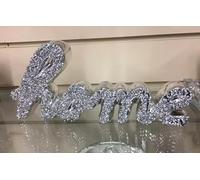 Biznest Silver Sparkle Ornament Bling Crushed Diamond Crystal letter Craft Ceramic Ornaments for Home and Party Decoration (HOME)
